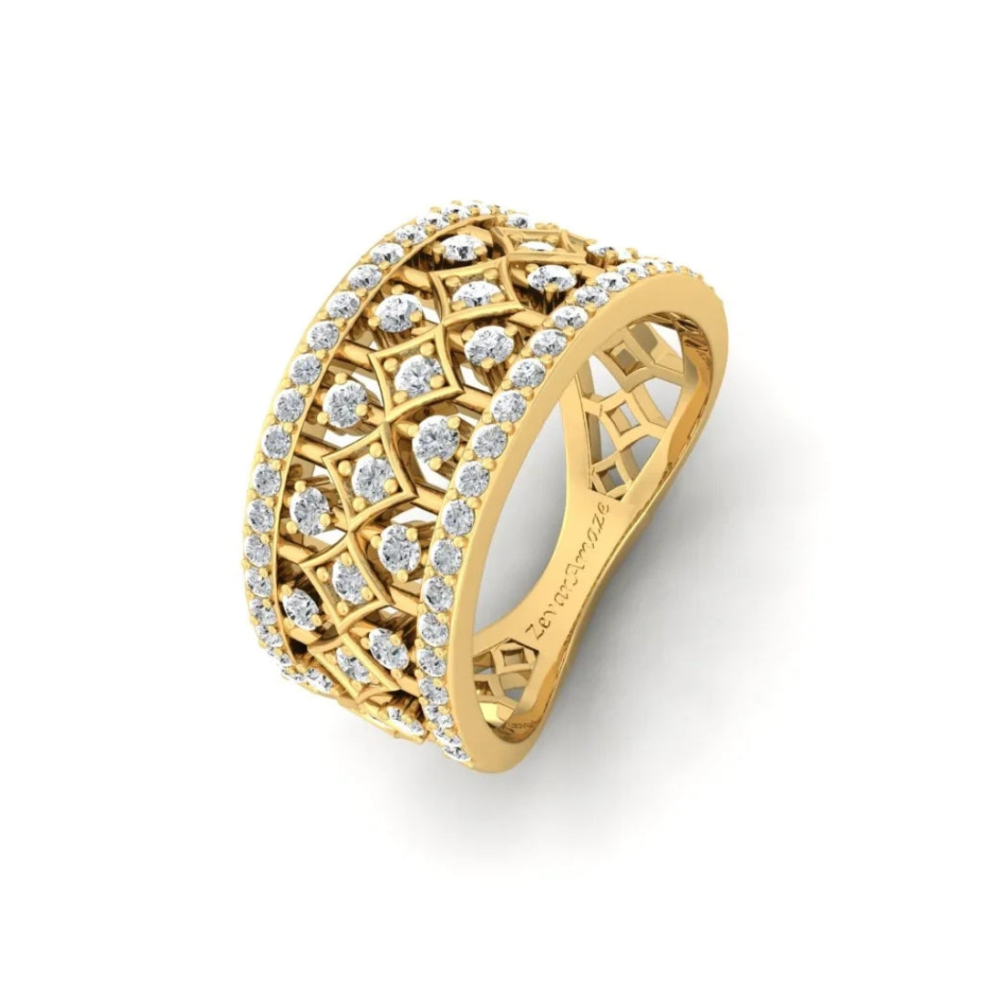 Gold Lattice Diamond Band - Diane Jewelry
