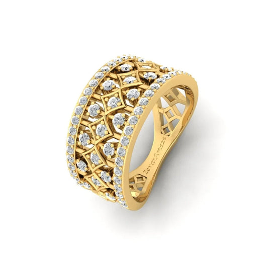 Gold Lattice Diamond Band - Diane Jewelry