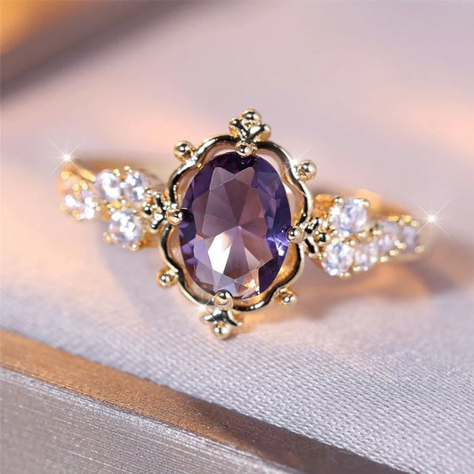 Vintage Amethyst Gold Ring - Diane Jewelry