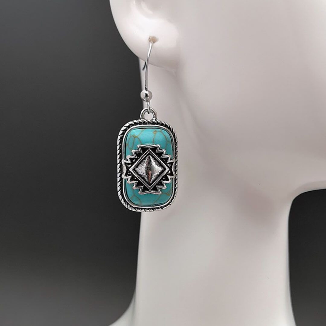 Boho Tribal Turquoise Drop Earrings - Diane Jewelry