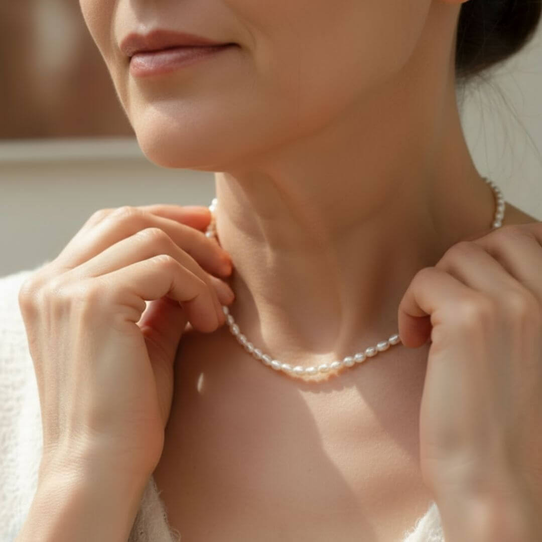 Sterling Silver Minimalist Pearl Necklace Emma & Noah Jewelry