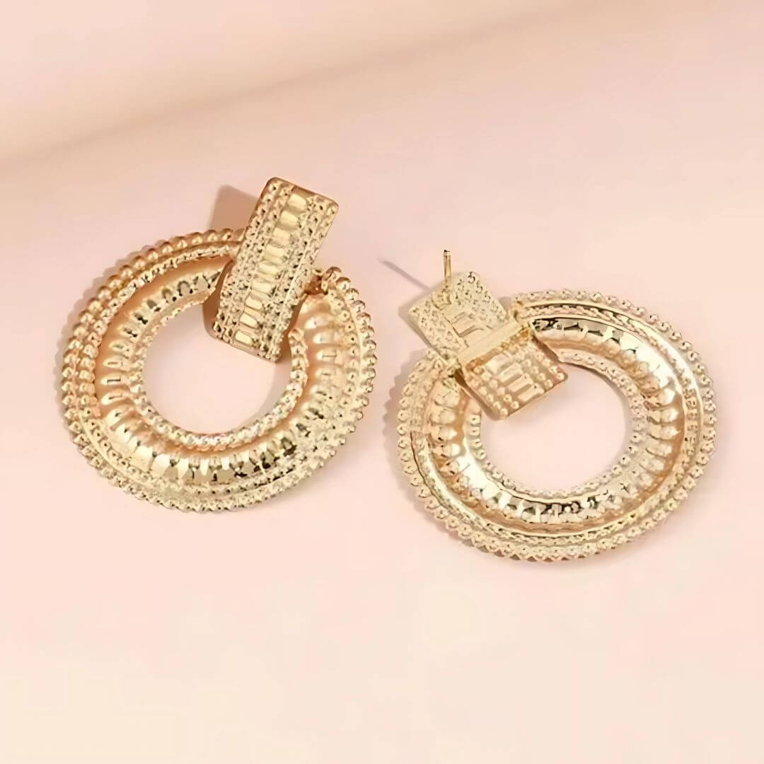 Chunky Gold Statement Circle Earrings - Diane Jewelry