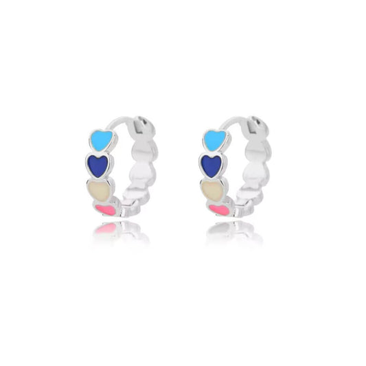 Colorful Heart Enamel Hoop Earrings - Diane Jewelry
