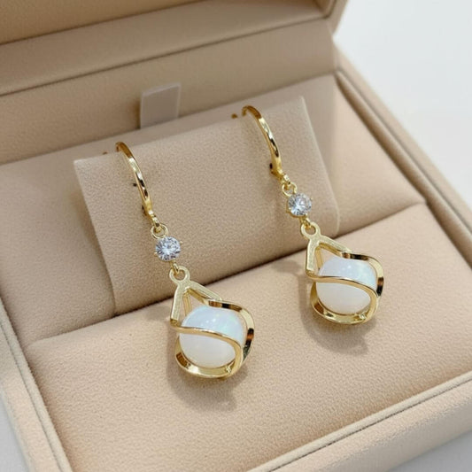 Gold Moonstone Drop Earrings Emma & Noah Jewelry