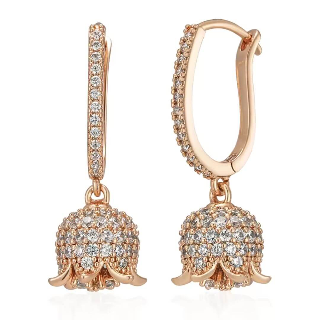 Rose Gold Crystal Drop Earrings - Diane Jewelry