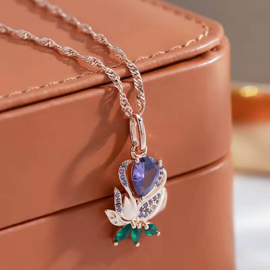 Rose Gold Floral Pendant Necklace - Diane Jewelry