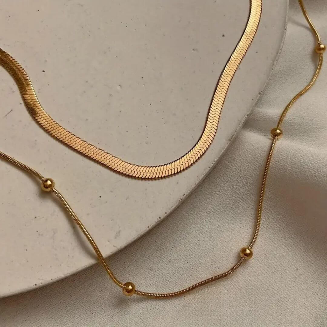 Minimalist Layered Gold Necklace Set - Diane Jewelry