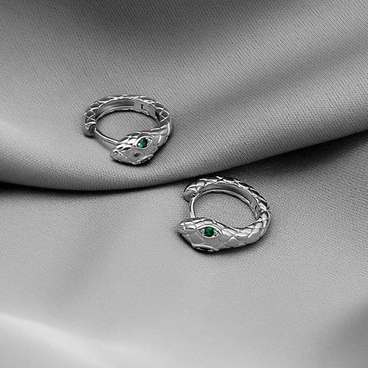 Green Gold Snake Hoop Earrings - Diane Jewelry