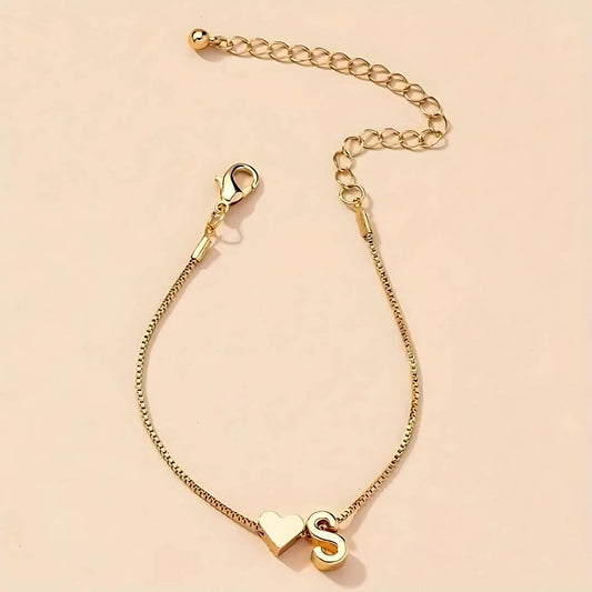 Gold Initial Letter Bracelet Women - Diane Jewelry