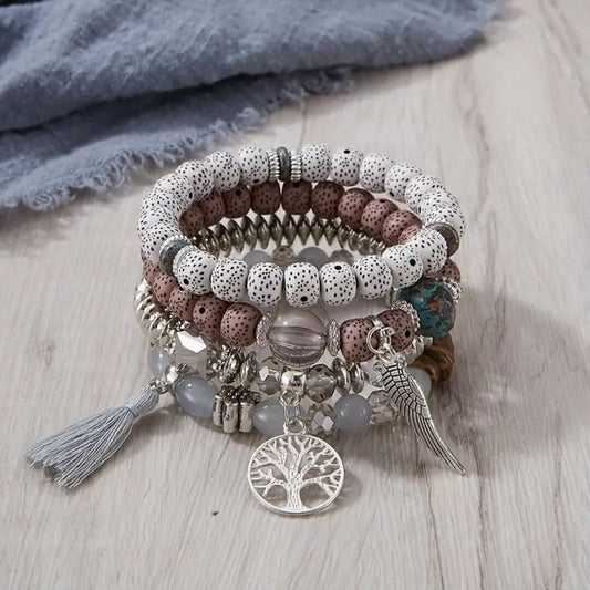 Boho Beaded Charm Bracelet Set - Diane Jewelry