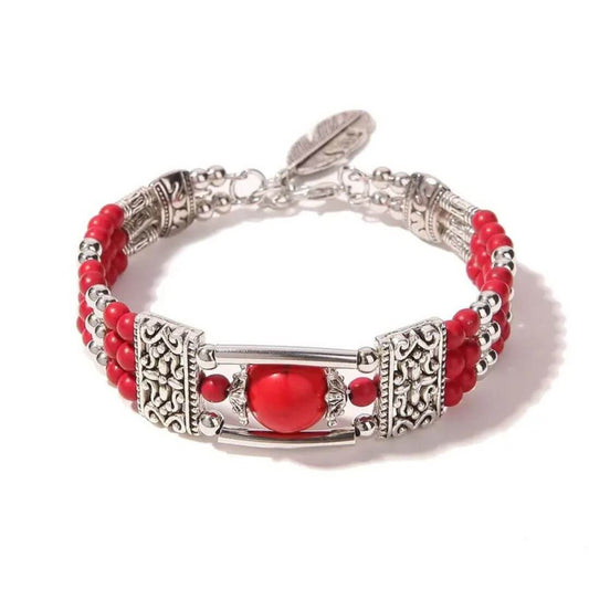 Boho Turquoise Beaded Cuff Bracelet - Diane Jewelry