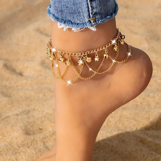 Silver Jingle Bell Chain Anklet - Diane Jewelry