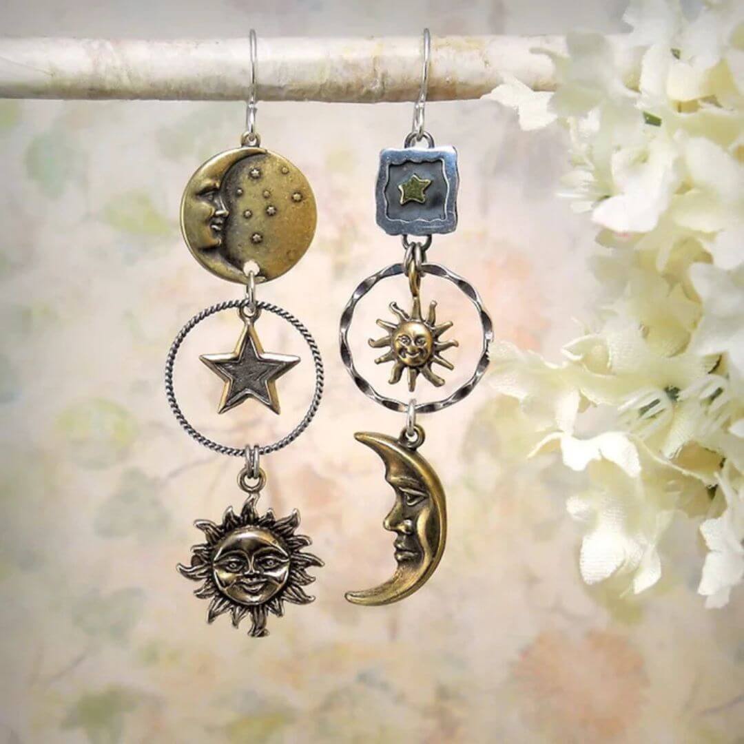 Celestial Sun Moon Star Earrings - Diane Jewelry