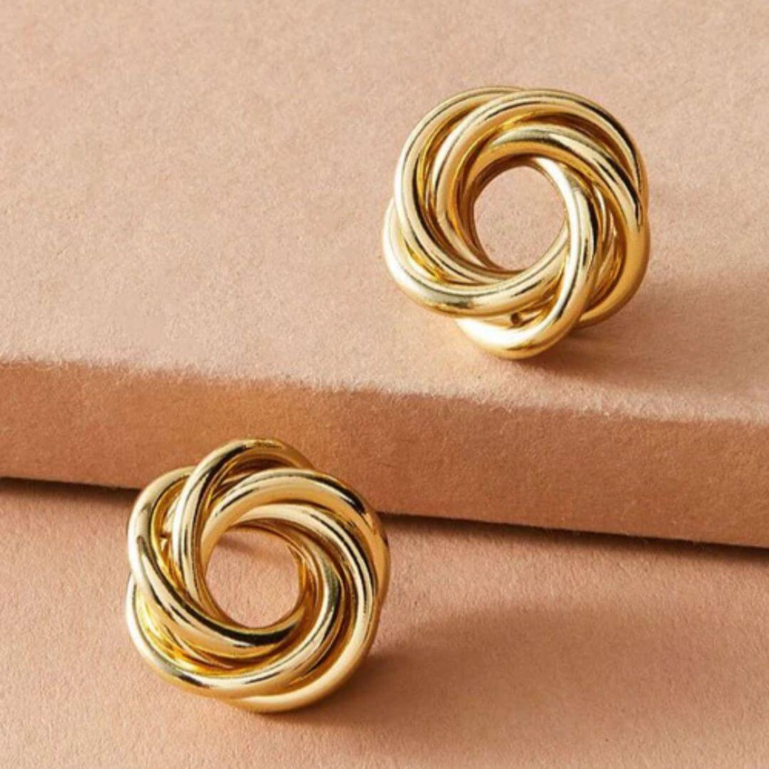 Gold Twisted Knot Stud Earrings - Diane Jewelry