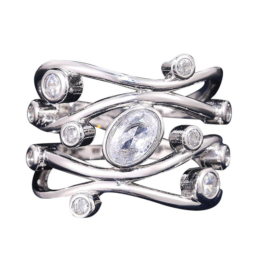 Silver Wave Band Statement Ring - Diane Jewelry