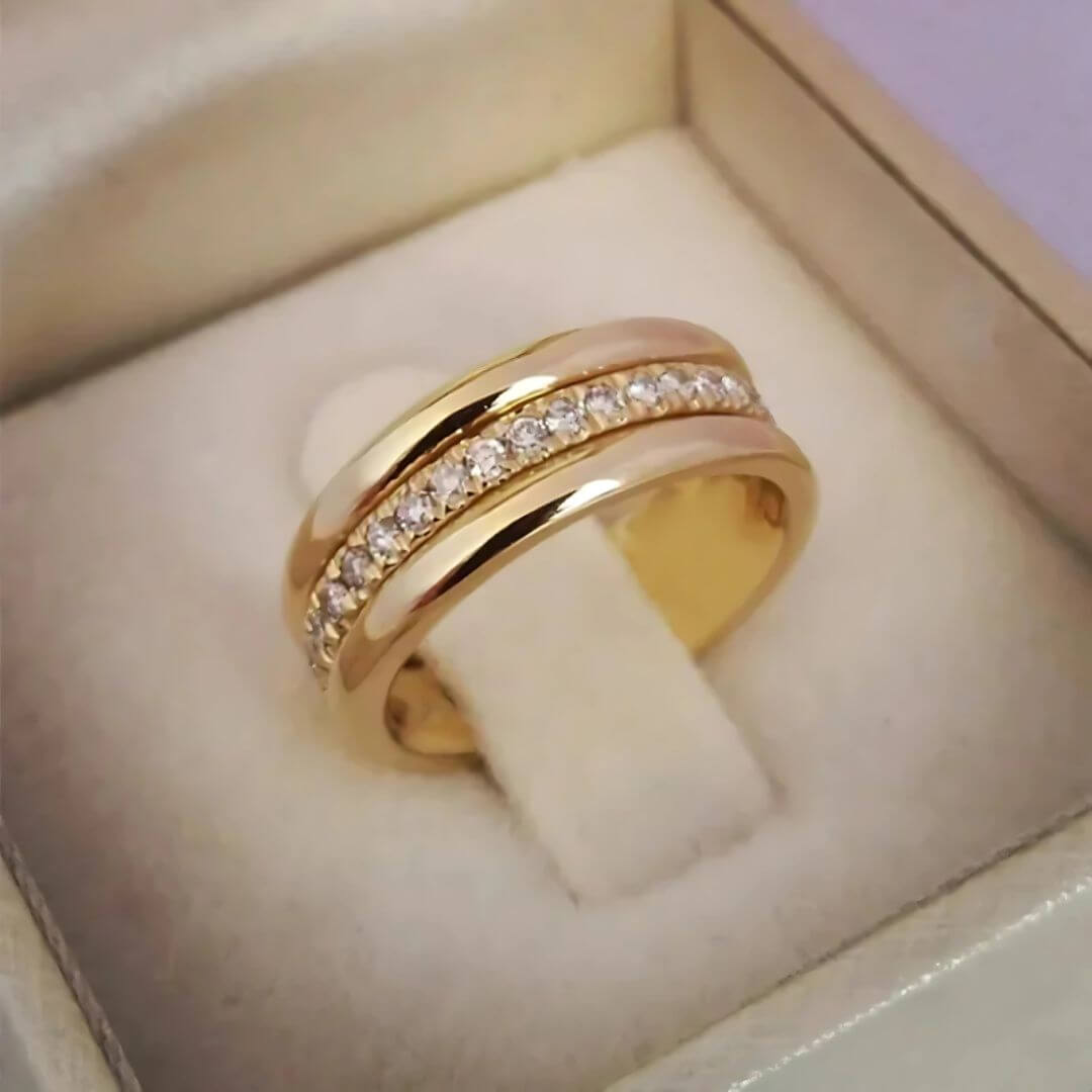 Gold Ring with Diamond Row - Diane Jewelry
