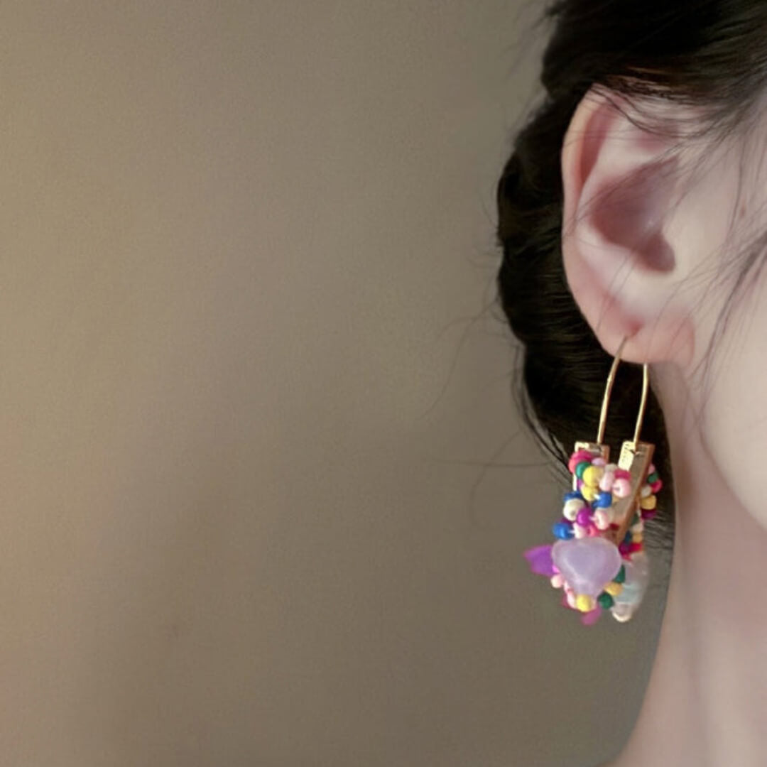 Colorful Beaded Hoop Earrings Women - Diane Jewelry