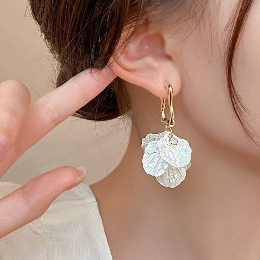 Gold Floral Drop Statement Earrings - Diane Jewelry