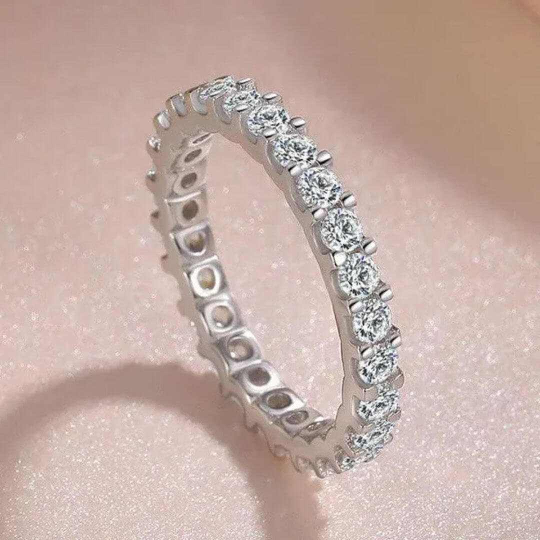 Silver Eternity Diamond Stacking Ring - Diane Jewelry