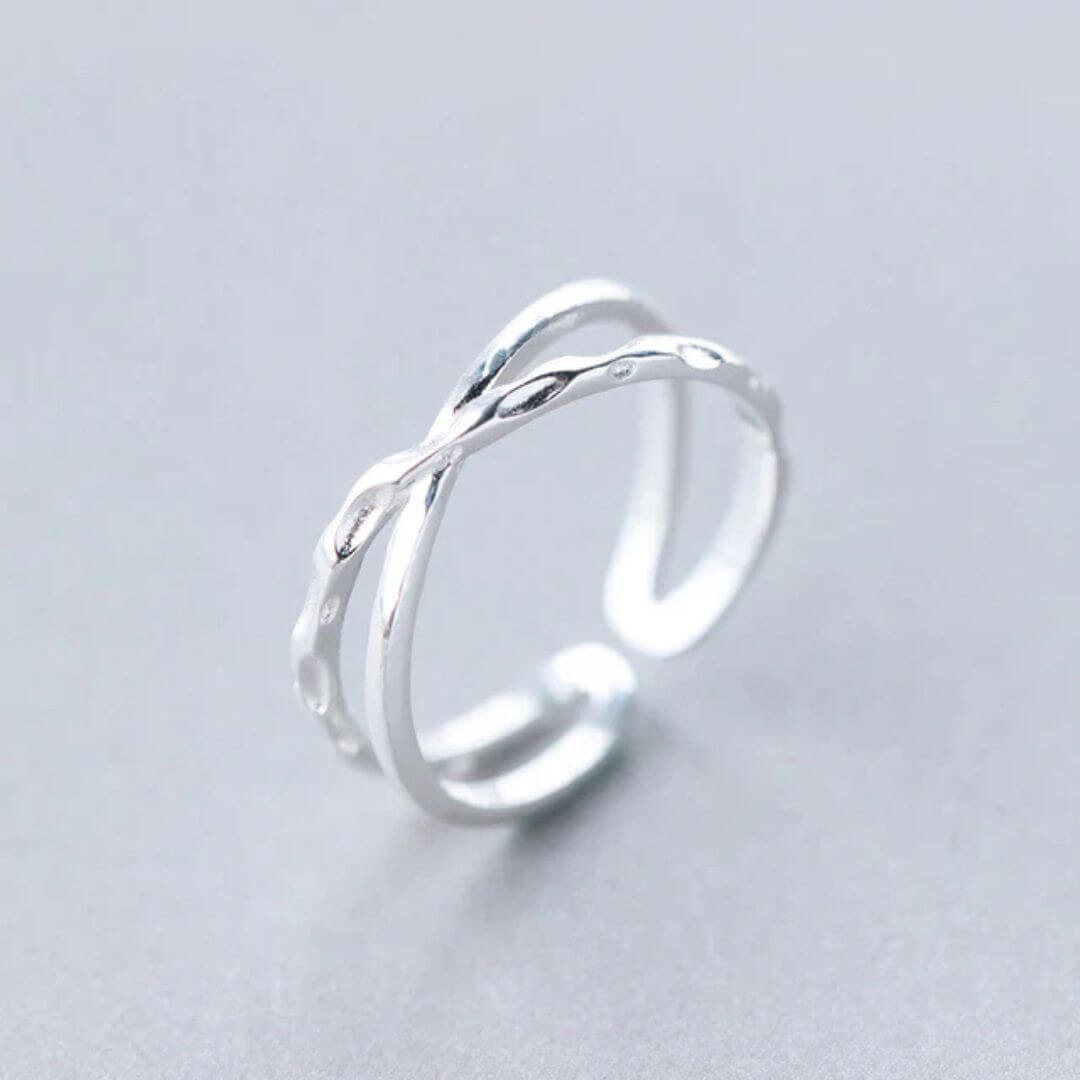 Minimalist Twisted Silver Open Ring - Diane Jewelry