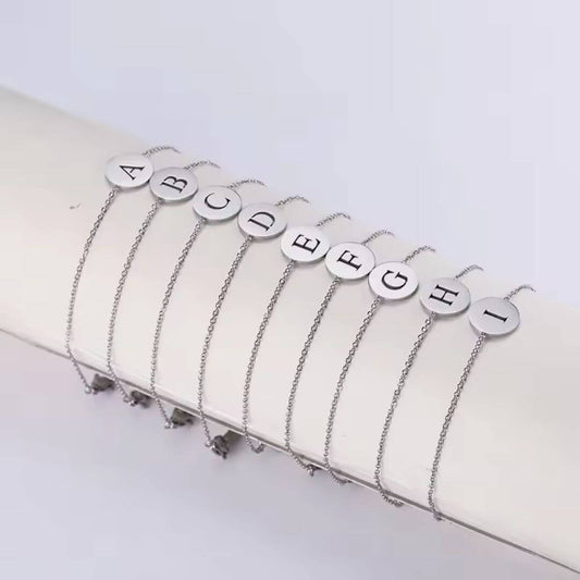 Minimalist Initial Coin Bracelet Gold - Diane Jewelry