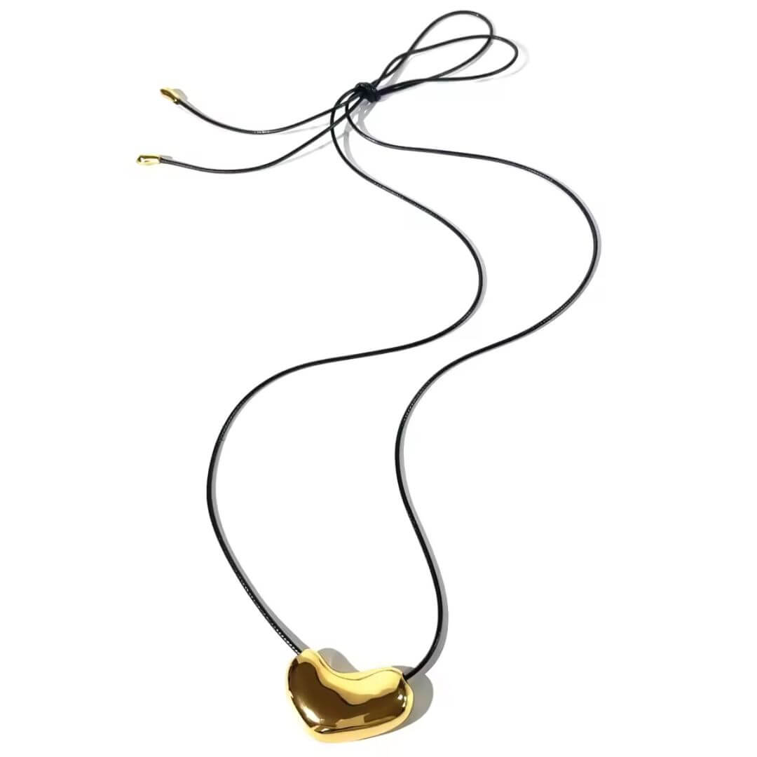 Gold Heart Tie Choker Necklace - Diane Jewelry