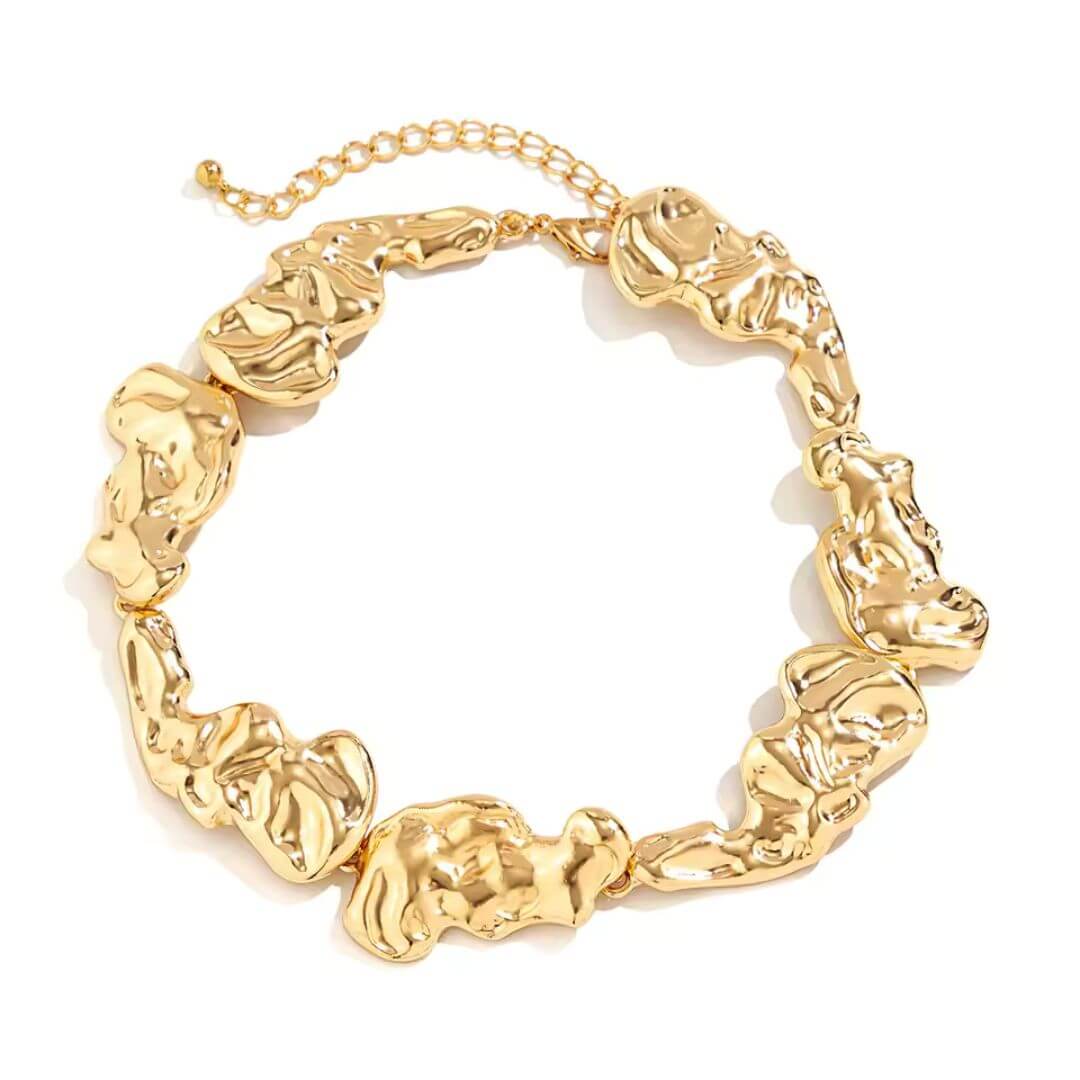 Gold Chunky Sculptural Statement Necklace - Diane Jewelry