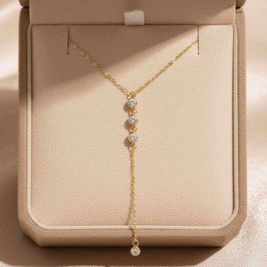 Gold Crystal Drop Lariat Necklace Emma & Noah Jewelry