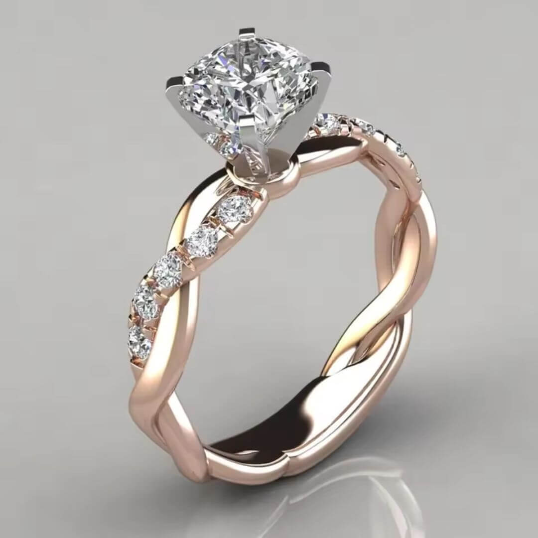 Princess Cut Twist Engagement Ring - Diane Jewelry