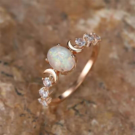 Silver Crescent Moonstone Ring - Diane Jewelry