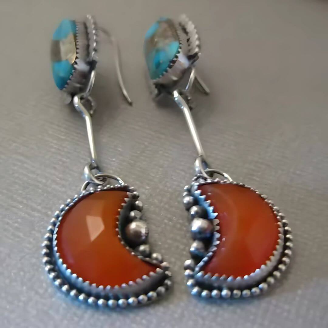 Orange Crescent Moon Earrings - Diane Jewelry