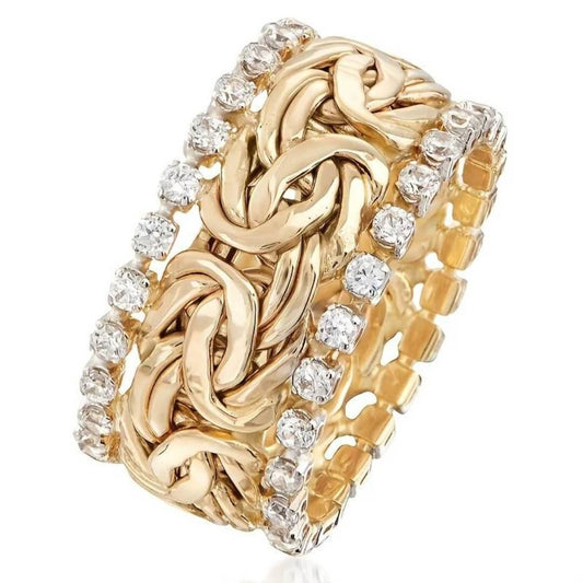 Gold Braided Diamond Statement Ring - Diane Jewelry