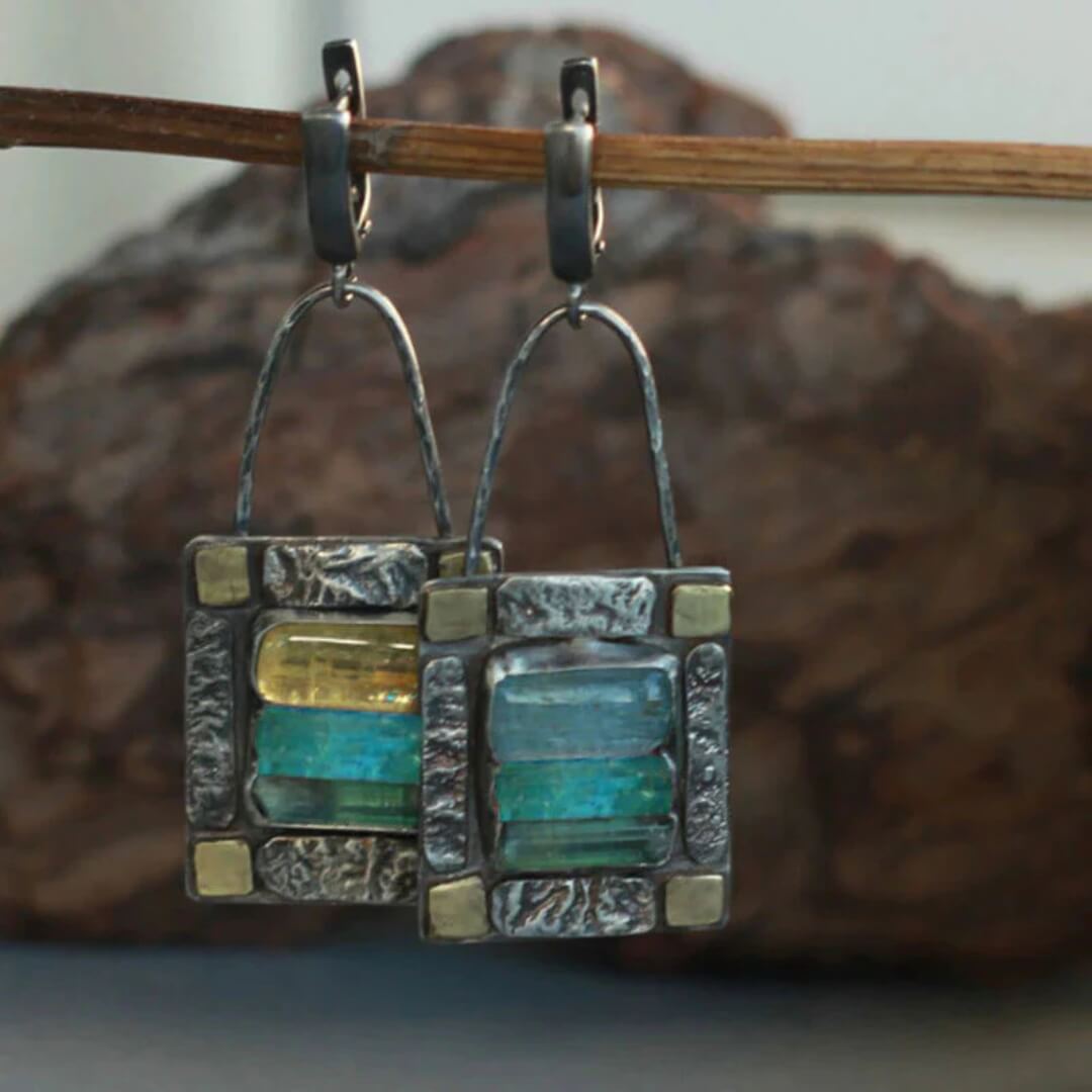 Rustic Gemstone Boho Dangle Earrings - Diane Jewelry