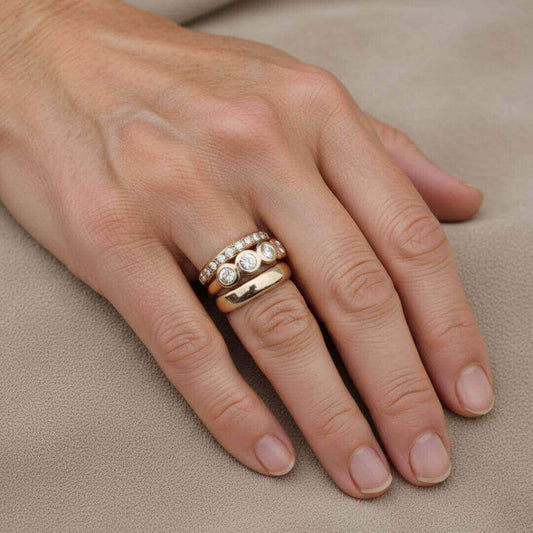 Gold Stacked Diamond Band Rings Emma & Noah Jewelry