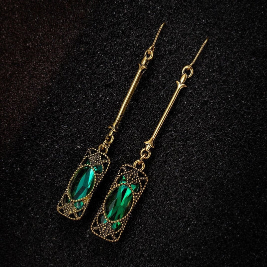 Vintage Emerald Drop Earrings - Diane Jewelry