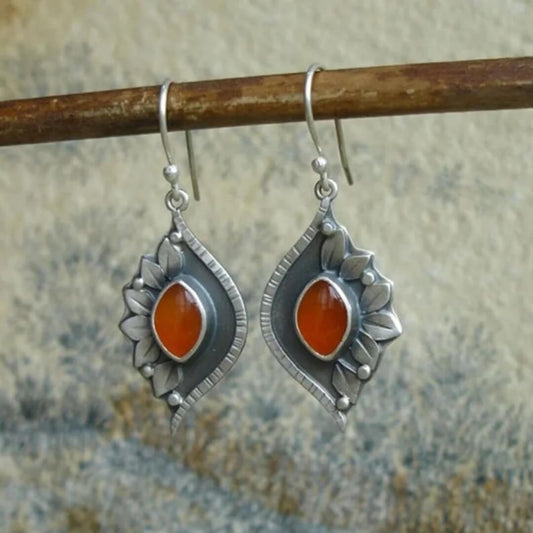 Bohemian Silver Lotus Earrings - Diane Jewelry