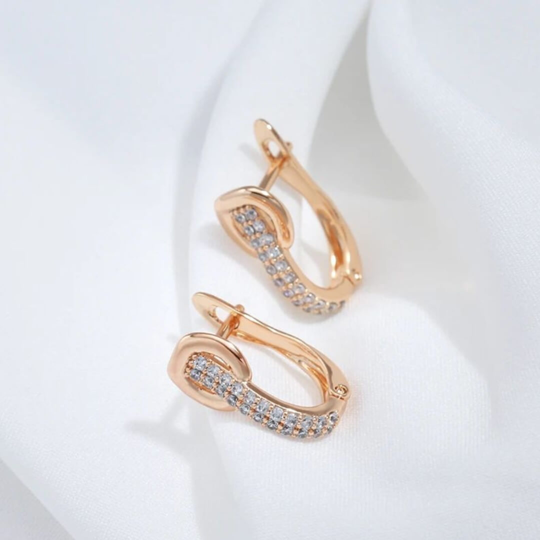 Gold Hoop Earrings with Crystals - Diane Jewelry