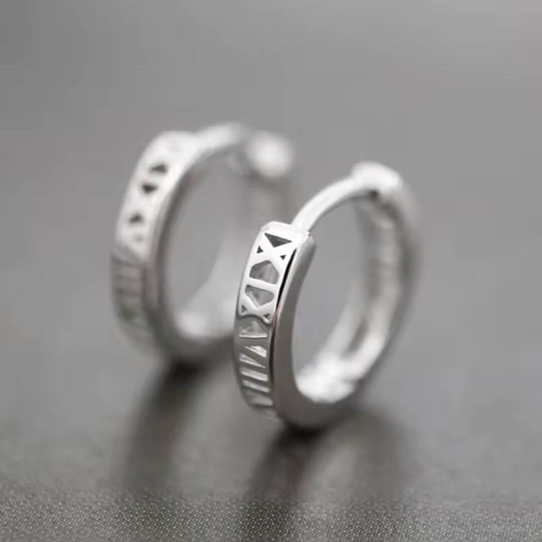 Gold Roman Numeral Hoop Earrings - Diane Jewelry