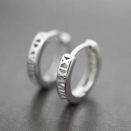 Gold Roman Numeral Hoop Earrings - Diane Jewelry