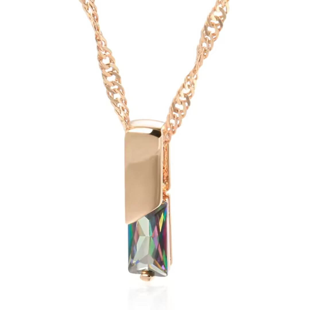 Rose Gold Iridescent Bar Necklace - Diane Jewelry
