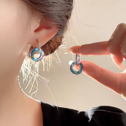 Aurora Crystal Circle Drop Earrings - Diane Jewelry