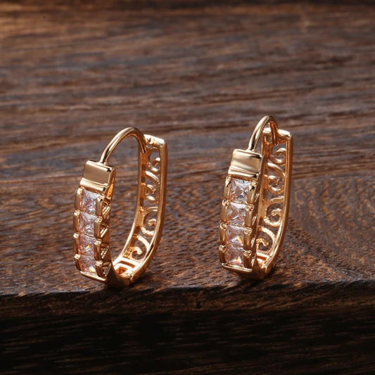 Rose Gold Square Hoop Earrings - Diane Jewelry