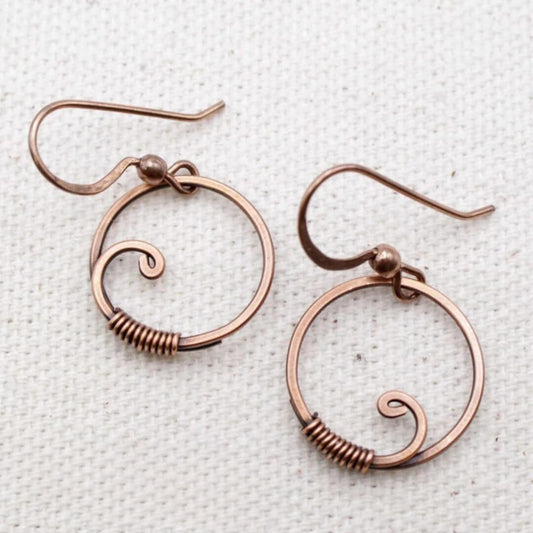 Vintage Copper Spiral Earrings - Diane Jewelry