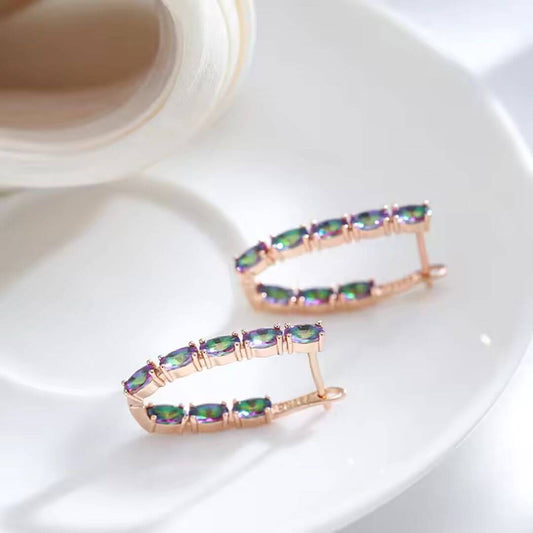 Iridescent Gemstone Hoop Earrings - Diane Jewelry