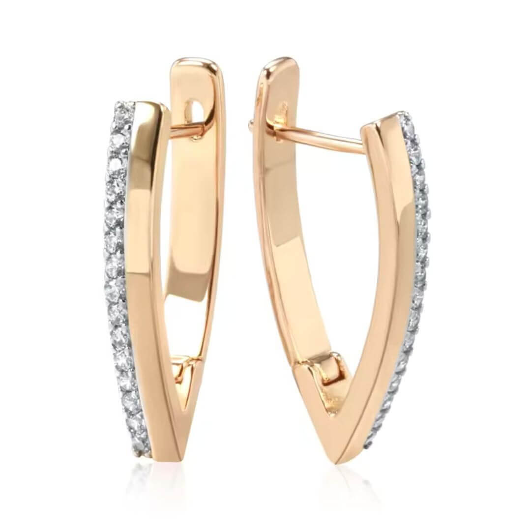 Gold Zirconia Hoop Earrings - Diane Jewelry