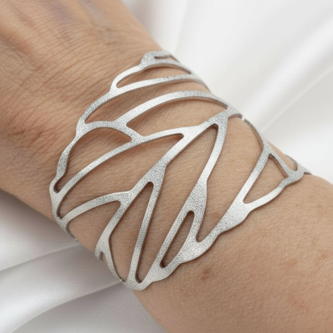 Silver Leaf Cutout Cuff Bracelet Susan Rose Jewelry