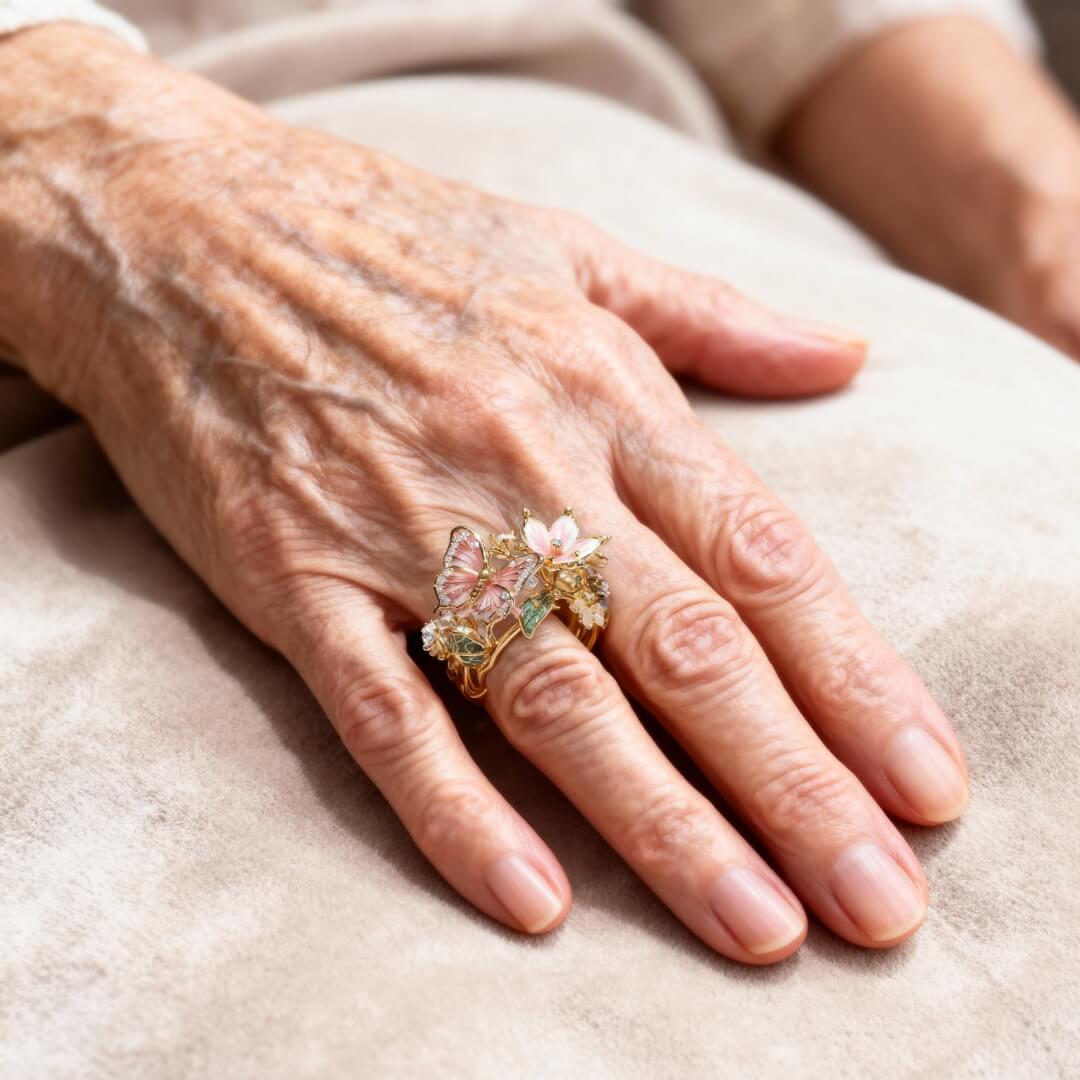 Butterfly Flower Enamel Gold Ring Susan Rose Jewelry