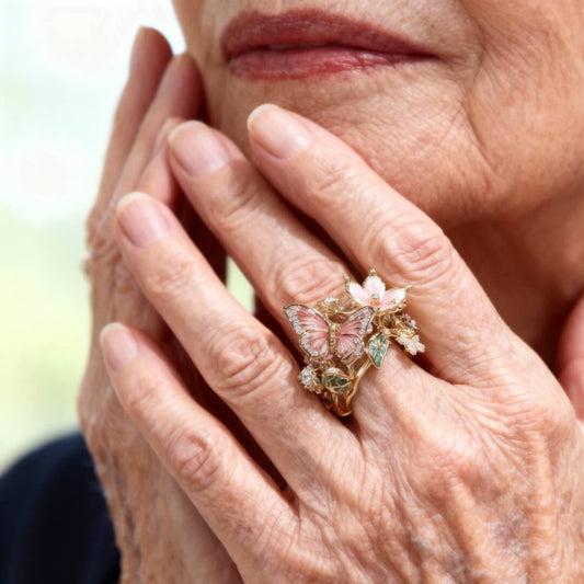 Butterfly Flower Enamel Gold Ring Susan Rose Jewelry