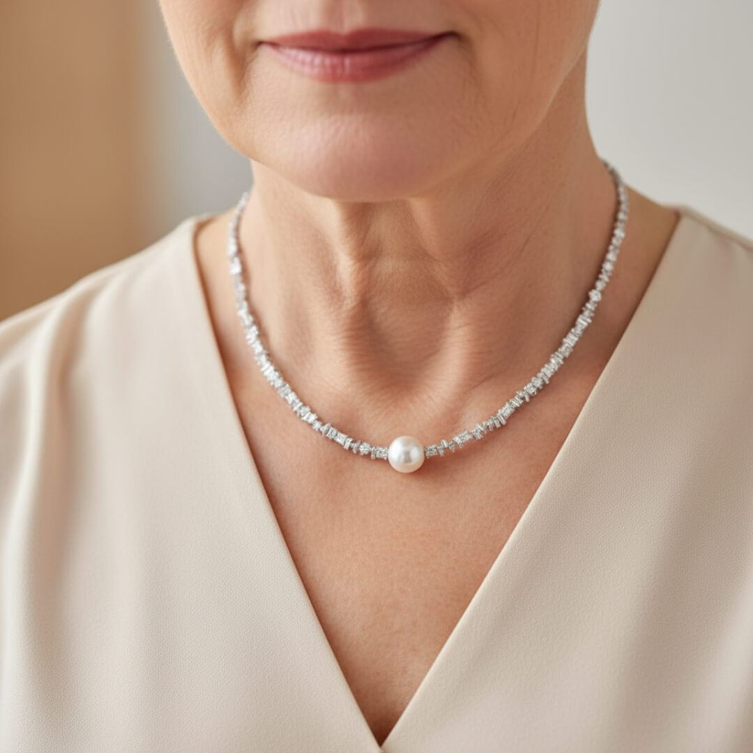 Crystal Pearl Choker Beaded Necklace Susan Rose Jewelry