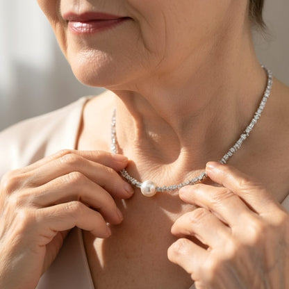 Crystal Pearl Choker Beaded Necklace Susan Rose Jewelry